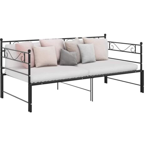 Cadre de canapé-lit extensible - Cadre De Lit Moderne: Simple - Lit Simple - Noir Métal 90x200 cm Chic-754887
