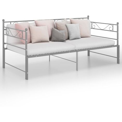 Cadre de canapé-lit extensible Gris Métal 90x200 2