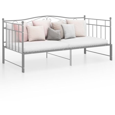Cadre de canapé-lit extensible  Lit adulte  Lit d'Invité de jour pour Relax Gris Métal 90x200 cm -52822