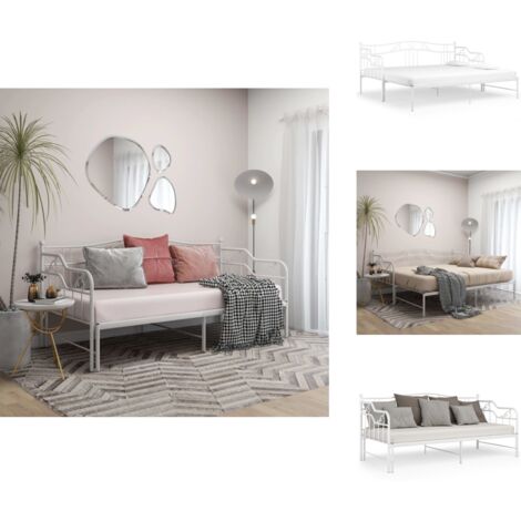 Cadre de canapé-lit extensible sans matelas blanc 90x200 cm - Canapé Convertible - Lit Invité - Lit Compact - Cadre Lit - Literie