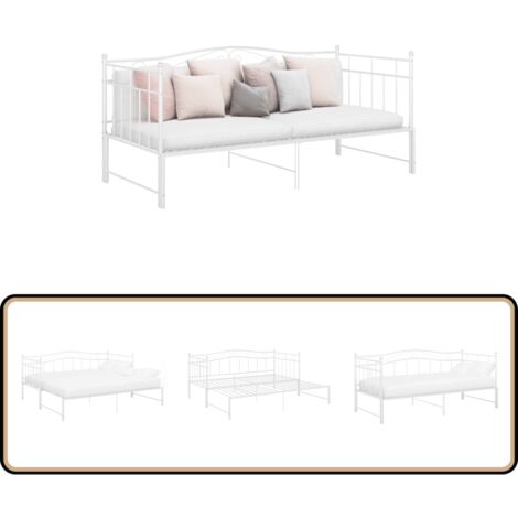 Cadre de canapé-lit extensible sans matelas blanc 90x200 cm - Canapé Convertible - Lit Invité - Lit Compact - Cadre Lit - Mobilier Salle Séjour