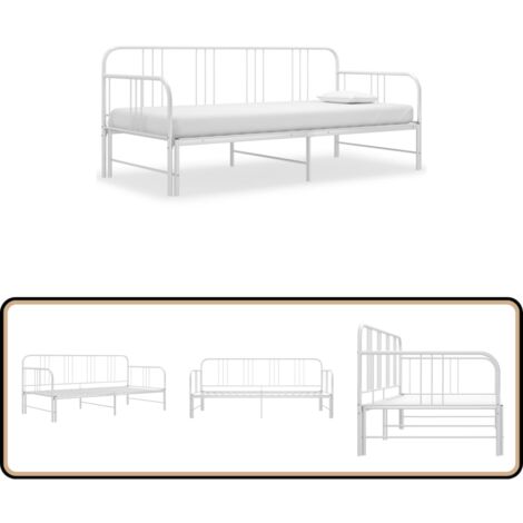 Cadre de canapé-lit extensible sans matelas blanc 90x200 cm - Canapé Convertible - Lit Invité - Lit Pliable - Cadre Lit - Meubles Salle Séjour