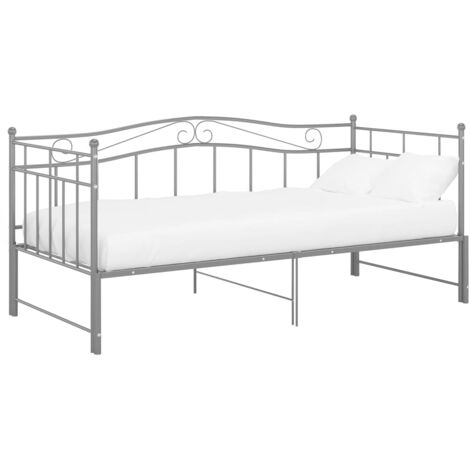 Cadre de canapé-lit extensible sans matelas gris métal 90x200cm vidaXL
