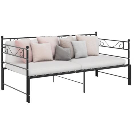Cadre de canapé-lit extensible sans matelas-Structure  de canapé-lit Noir Métal 90x200cm 299947