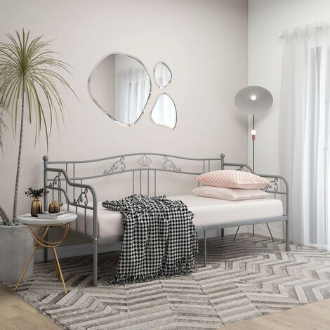 Cadre de canapé-lit  Lit adulte  Lit d'Invité de jour pour Relax Gris Métal 90x200 cm -72090