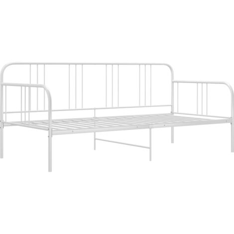Cadre de canapé-lit, Lit adulte pour 1 personnes, Structure de lit, Assemblage Facile, Blanc Métal 90x200 cm OIB1661E