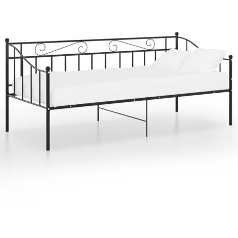 Cadre de canapé-lit, Lit adulte pour 1 personnes, Structure de lit, Assemblage Facile, Noir Métal 90x200 cm OIB1377E