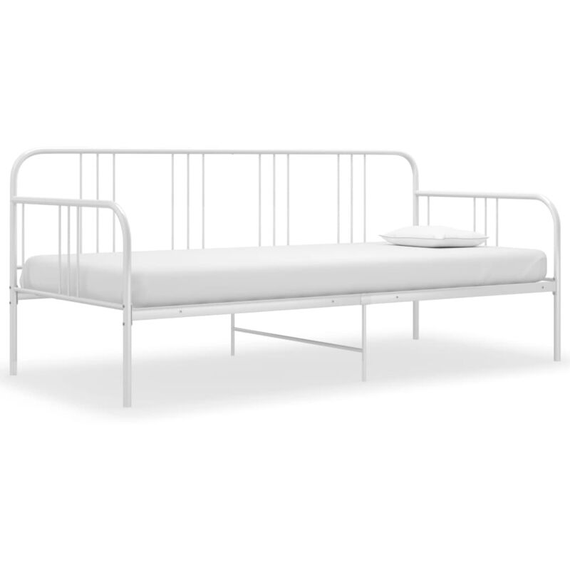 Design In - Cadre de canapé-lit Lit simple Lit Banquette Blanc Métal 90x200 cm CFW13027