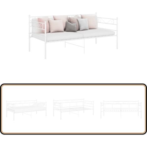 Cadre de canapé-lit sans matelas blanc métal 90x200 cm - Canapé Convertible - Lit Invité - Meubles Compactes - Literie - Cadre Lit