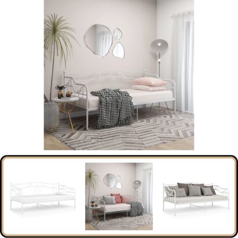 Cadre de canapé-lit sans matelas blanc métal 90x200 cm - Canapé Convertible - Lit Invité - Meubles Compactes - Literie - Cadre Lit