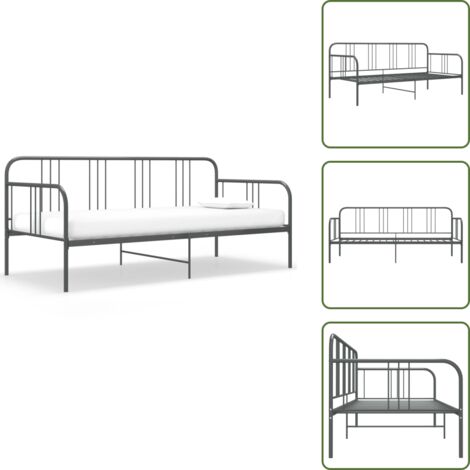 Cadre de canapé-lit sans matelas gris métal 90x200 cm - Canapé Lit - Lit Invité - Lit Compact - Cadre Lit - Mobilier Salle Séjour