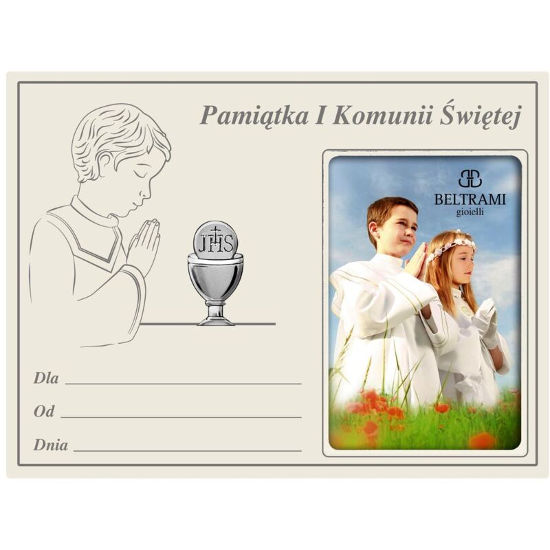 Cadre de communion en argent - un souvenir de la Sainte Communion Taille: 16x12 cm UGS : BC1163NO