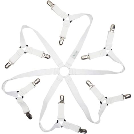 Cadre de drap-housse réglable à 6 côtés, attaches pour draps, compatible avec tous les matelas ronds et carrés (blanc 3 positions)