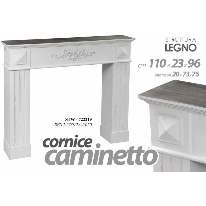 Cadre de fausse cheminée style shabby 110 x 23 x 96 cm