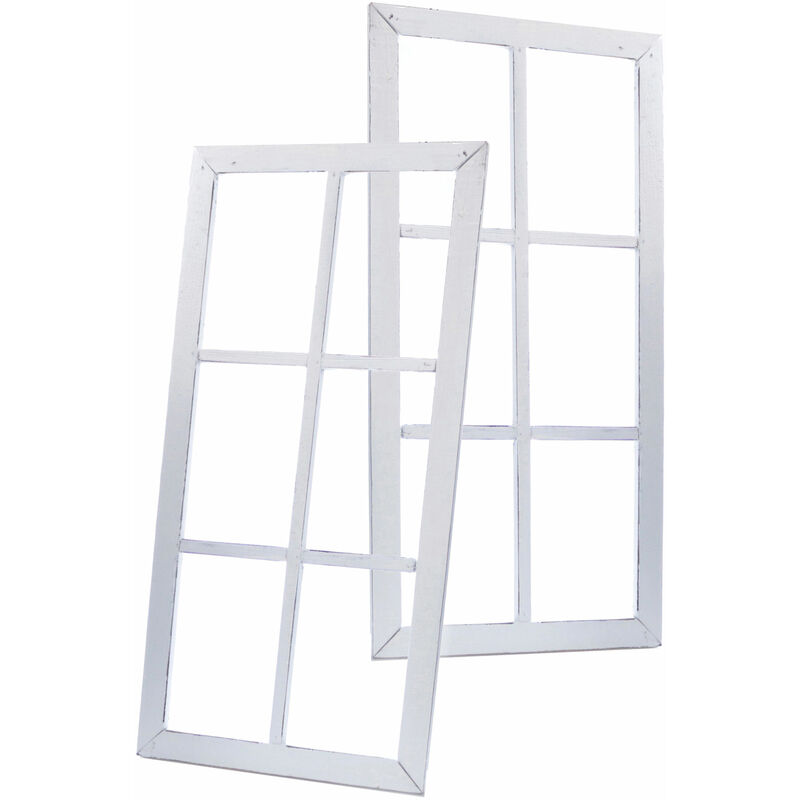 Spetebo - Cadre de fenêtre décoratif en bois en set de 2 - 60x30 cm - Couleur : blanc