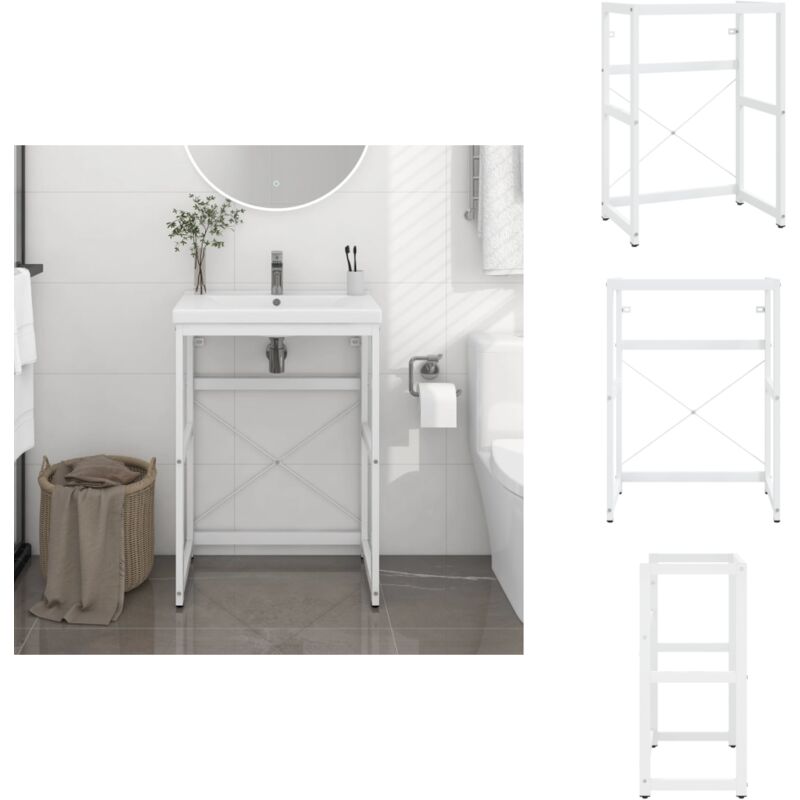 Vidaxl - Cadre de lavabo de salle de bain Blanc 59x38x83 cm Fer - Meuble De Salle De Bain - Meuble Vasque - Cadre Lavabo - Étagère Salle De Bain