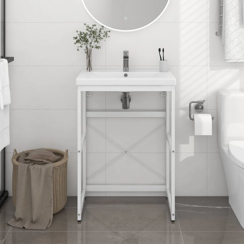 Cadre de lavabo de salle de bain Blanc 59x38x83 cm Fer Vidaxl
