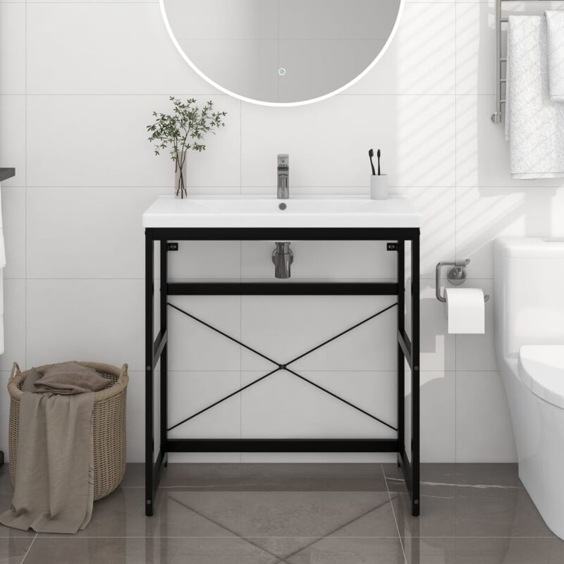 Cadre de lavabo de salle de bain Noir 79x38x83 cm Fer Vidaxl