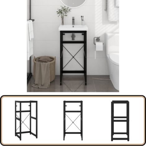 Cadre de lavabo de salle de bain Noir 40x38x83 cm Fer - Meuble De Salle De Bain - Cadre De Lavabo - Meuble Vasque - Support De Lavabo - Étagère Salle De Bain