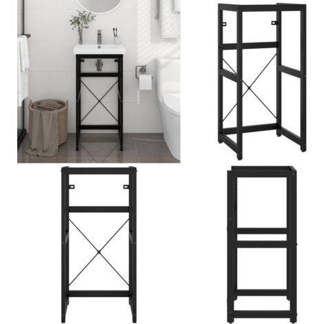 Cadre de lavabo de salle de bain Noir 40x38x83 cm Fer - Meuble De Salle De Bain - Cadre De Lavabo - Meuble Vasque - Support De Lavabo - Étagère Salle De Bain - Home & Living