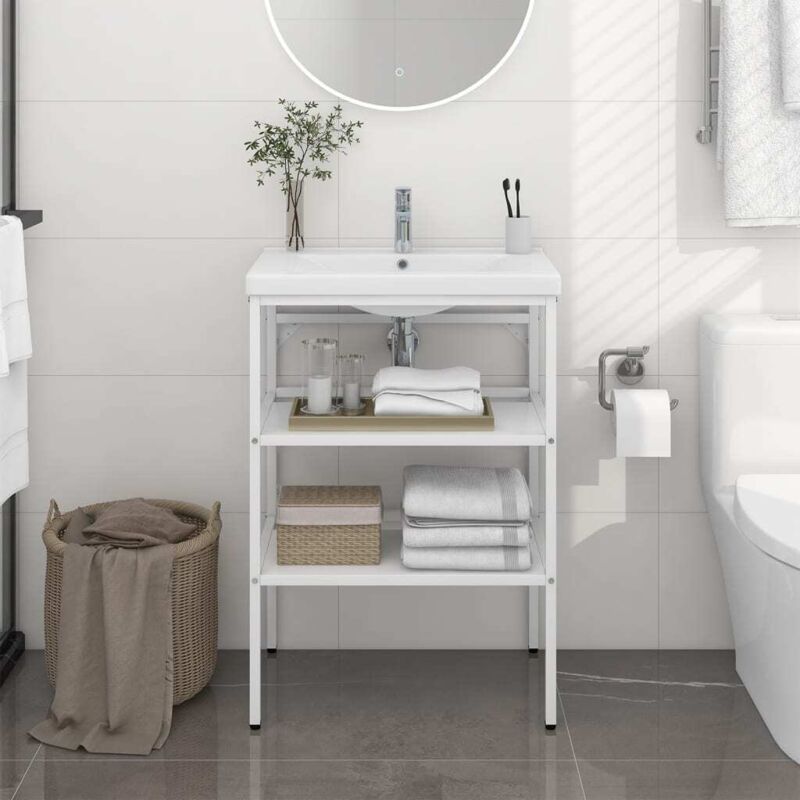 vidaXL Wastafelframe 59x38x83 cm ijzer wit338485