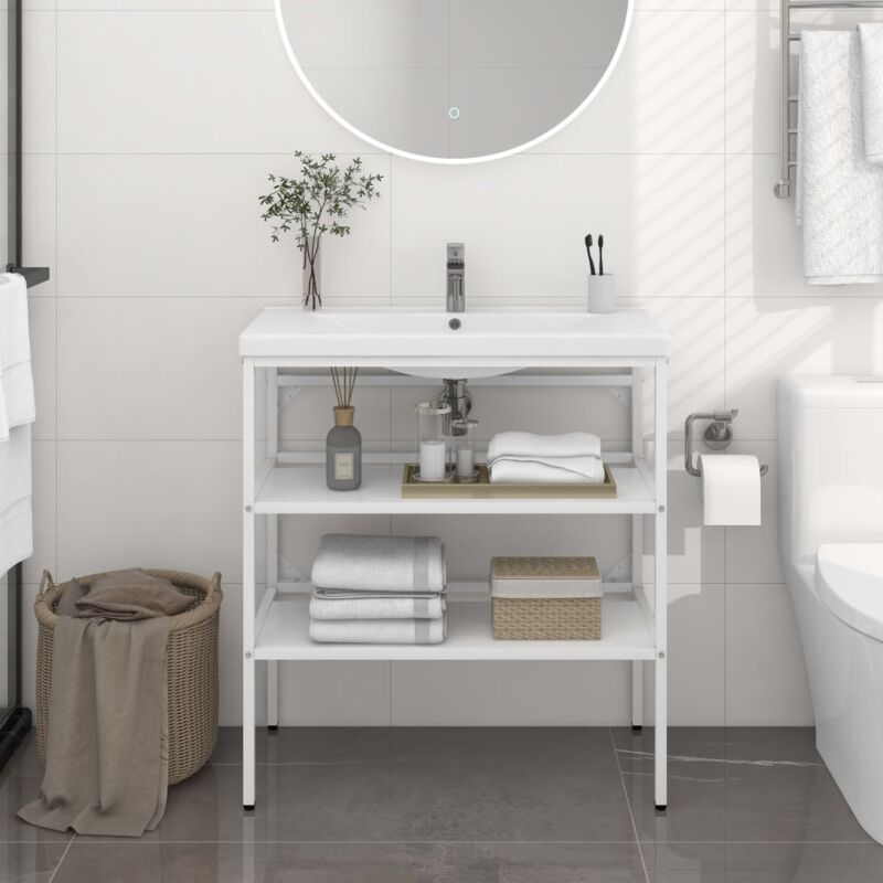 Cadre de lavabo de salle de bain Blanc 79x38x83 cm Fer Vidaxl