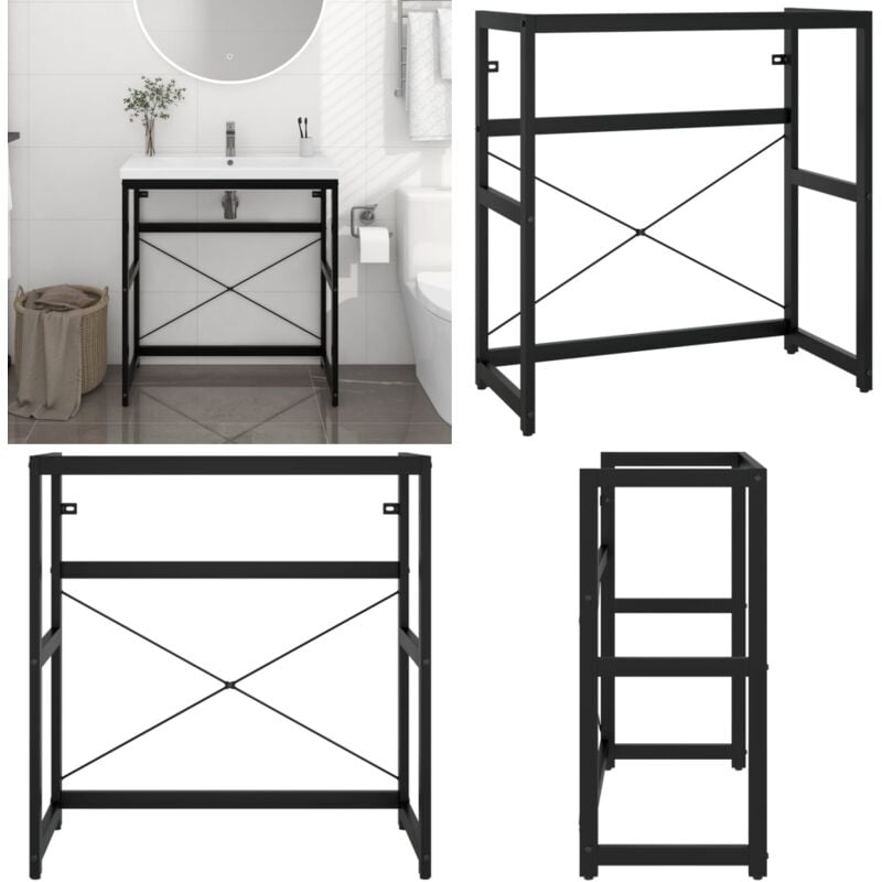 Vidaxl - Cadre de lavabo de salle de bain Noir 79x38x83 cm Fer - Meuble De Salle De Bain - Meuble Lavabo - Cadre Lavabo - Support Lavabo - Rangement
