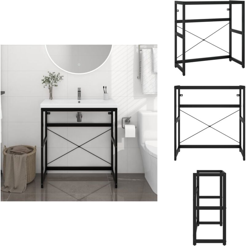 Cadre de lavabo de salle de bain Noir 79x38x83 cm Fer - Meuble De Salle De Bain - Meuble Lavabo - Cadre Lavabo - Support Lavabo - Rangement Salle De