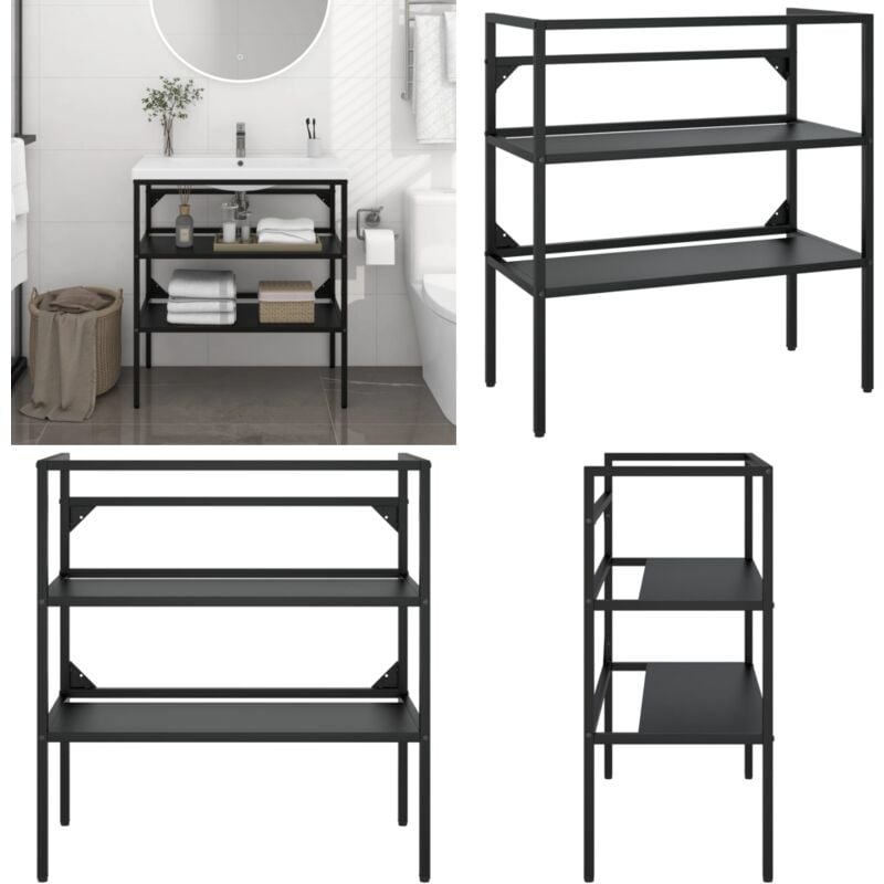 Vidaxl - Cadre de lavabo de salle de bain Noir 79x38x83 cm Fer - Meubles De Salle De Bain - Meuble Lavabo - Cadre De Lavabo - Étagère Salle De Bain