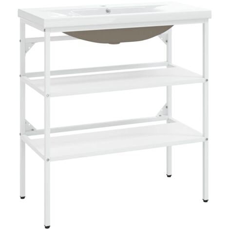 Cadre de lavabo de salle de bain Style Contemporain - vasque à encastrer Blanc Fer BV683573 - BonneVie