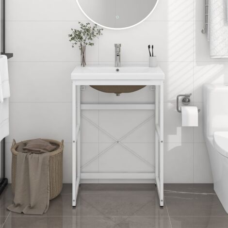 Cadre de lavabo de salle de bain Style Contemporain - vasque à encastrer Blanc Fer BV761896 - BonneVie