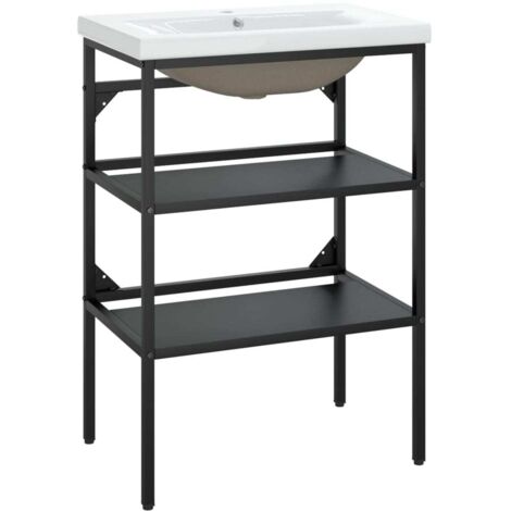 Cadre de lavabo de salle de bain Style Contemporain - vasque à encastrer Noir Fer BV331119 - BonneVie