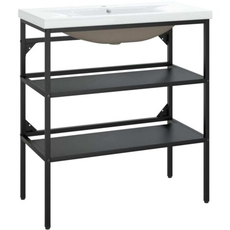 Cadre de lavabo de salle de bain Style Contemporain - vasque à encastrer Noir Fer BV380115 - BonneVie