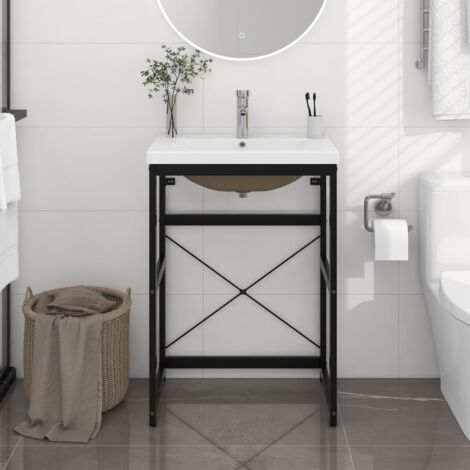 Cadre de lavabo de salle de bain Style Contemporain - vasque à encastrer Noir Fer BV867641 - BonneVie