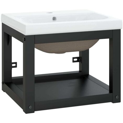 Cadre de lavabo de salle de bain Style Contemporain - vasque à encastrer Noir Fer BV934266 - BonneVie