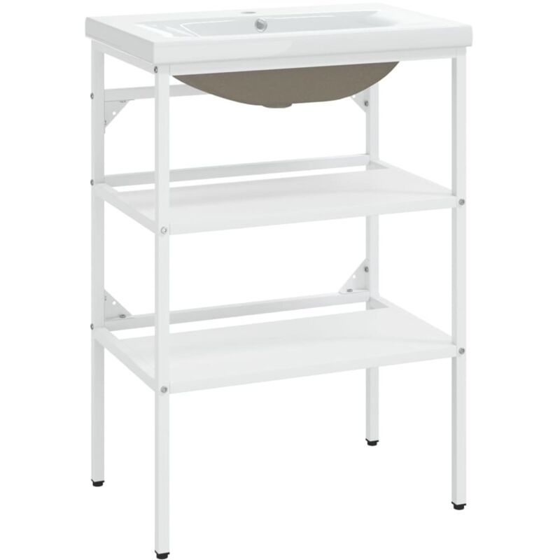 Cadre de lavabo de salle de bain vasque à encastrer Blanc Fer CFW541295