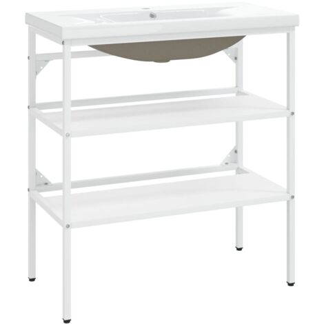 Cadre de lavabo de salle de bain vasque à encastrer Blanc Fer CFW654923