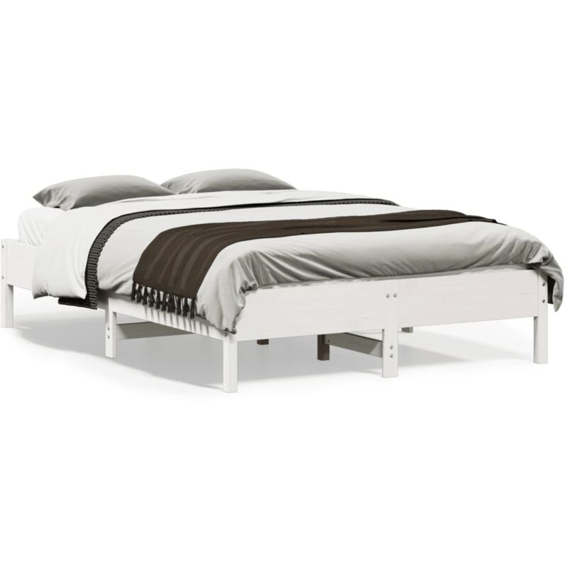 Cadre de lit sans matelas blanc 140x190 cm bois de pin massif Vidaxl