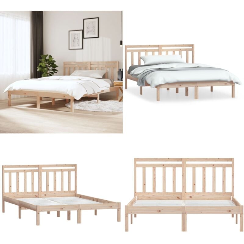 Vidaxl - Cadre de lit sans matelas bois massif - Cadre De Lit - Lit Bois Massif - Lit Simple - Lit 120x190 - Meuble Chambre - Home & Living
