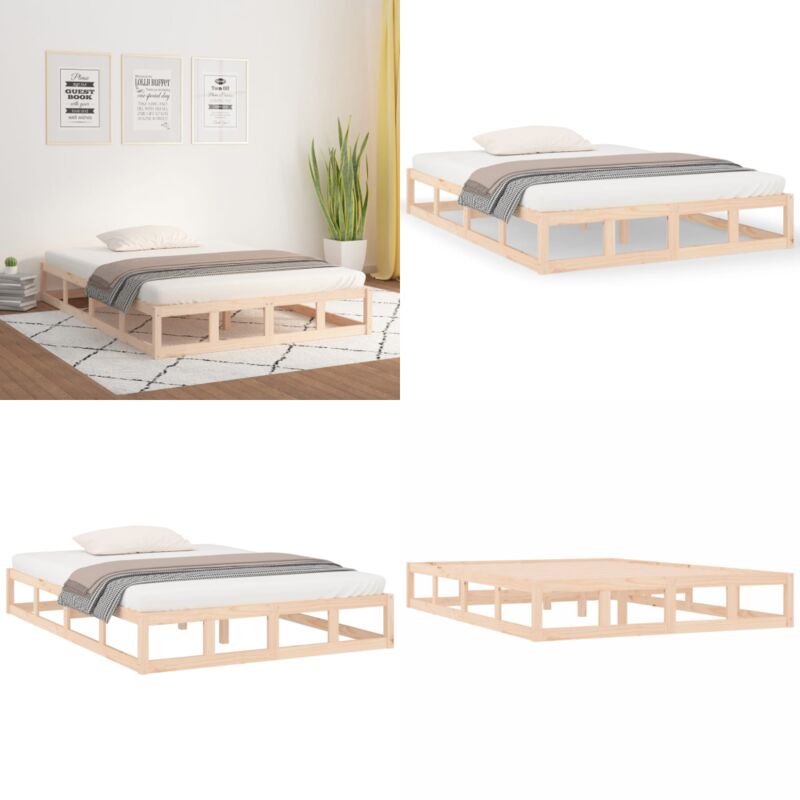 Cadre de lit sans matelas 120x190 cm Petit double Bois massif - Cadre De Lit - Lit Double - Lit En Bois - Bois Massif - Design Moderne - Home & Living