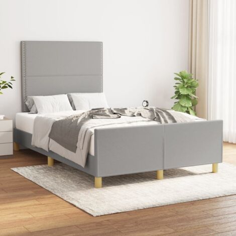 Cadre de Lit 120x200cm Gris Clair avec Tête de Lit Réglable en Tissu Durable Polyester - Lattes Contreplaqué - Livré Assemblé
