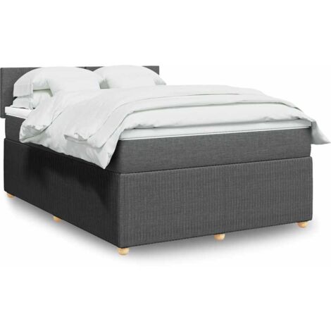 Cadre de lit 140x190 cm avec matelas à ressorts ensachés et surmatelas - Gris foncé