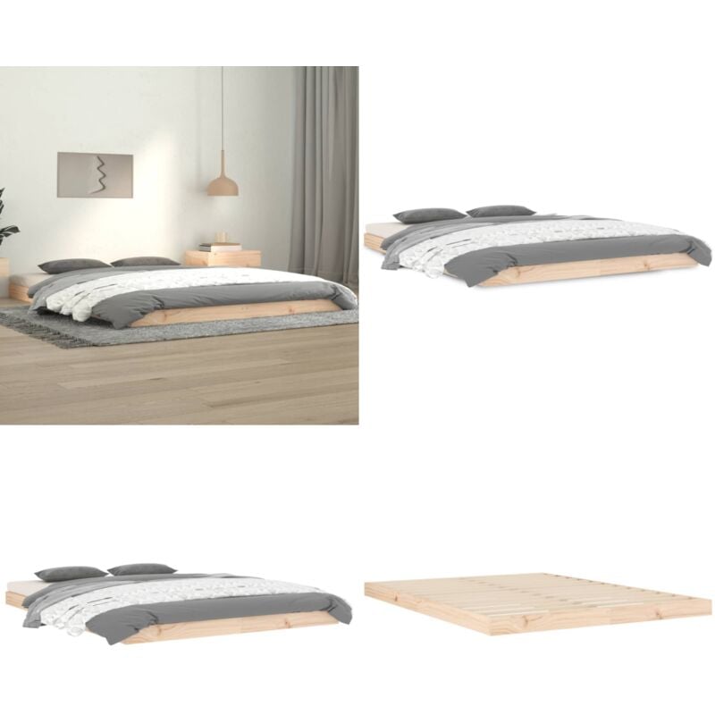 Vidaxl - Cadre de lit sans matelas 140x190 cm bois de pin massif - Cadre De Lit - Lit Double - Bois De Pin - Meuble De Chambre - Literie - Home &