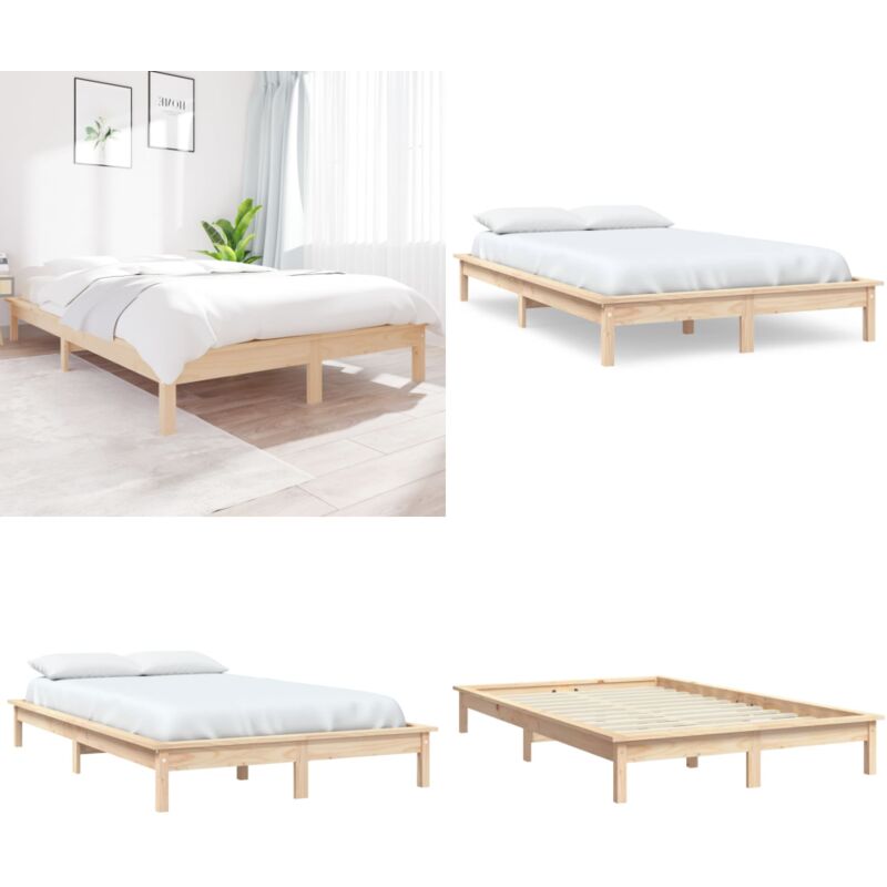 Vidaxl - Cadre de lit sans matelas 160x200 cm bois massif - Cadre De Lit - Lit Double - Bois Massif - Lit En Bois - Chambre à Coucher - Home & Living