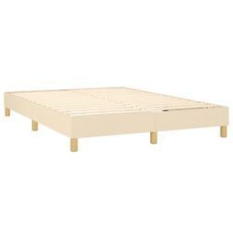 Cadre de lit 25cm en tissu avec pieds en bois naturel Korva – Style scandinave-Beige clair-140x190