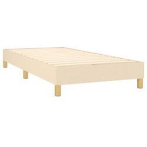 Cadre de lit 25cm en tissu avec pieds en bois naturel Korva – Style scandinave-Beige clair-90x200