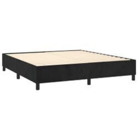 Cadre de lit 35cm en velours sur pieds Sloka - Élégance et confort-Noir-160x200