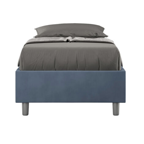 Cadre de lit 39cm en microfibre Avika - Minimalisme et Modernité Sommier-Bleu foncé-90x190-Option Sommier