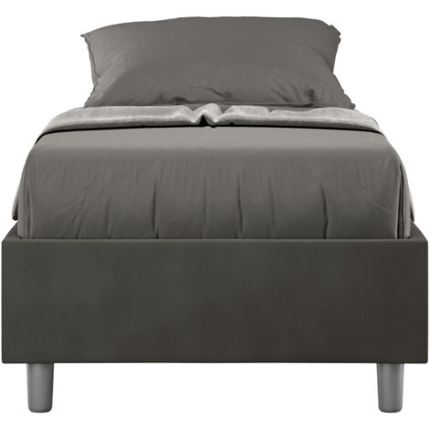 Cadre de lit 39cm en microfibre Avika - Minimalisme et Modernité Sommier-Gris foncé-90x190-Option Sommier