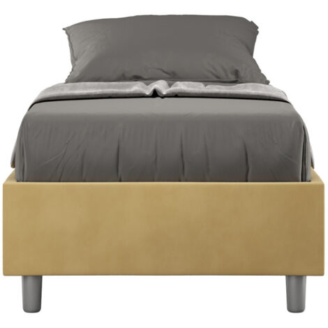Cadre de lit 39cm en microfibre Avika - Minimalisme et Modernité Sommier-Jaune curry-90x190-Option Sommier